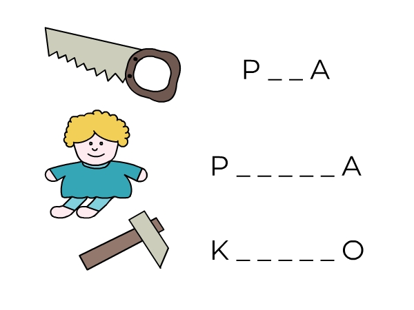 Hádej slova – doplň písmena, připoj obrázek